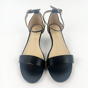 Black Ankle-Strap Low-Wedge Sandals